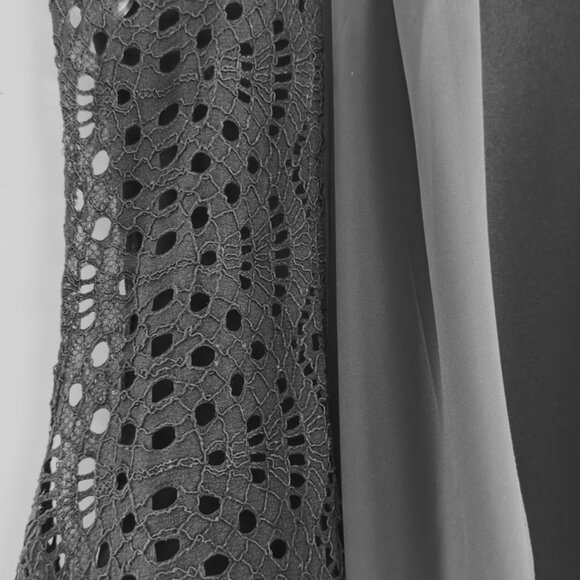 NEW Black Needle Lace LONG VEST with Chiffon Back, US XL, 46 - Picture 11 of 13